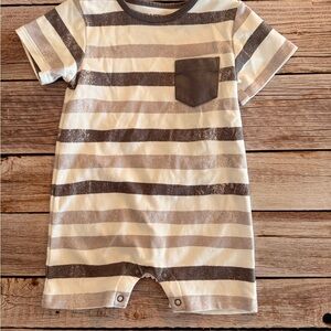 Little Bipsy Gray and Cream Striped Romper